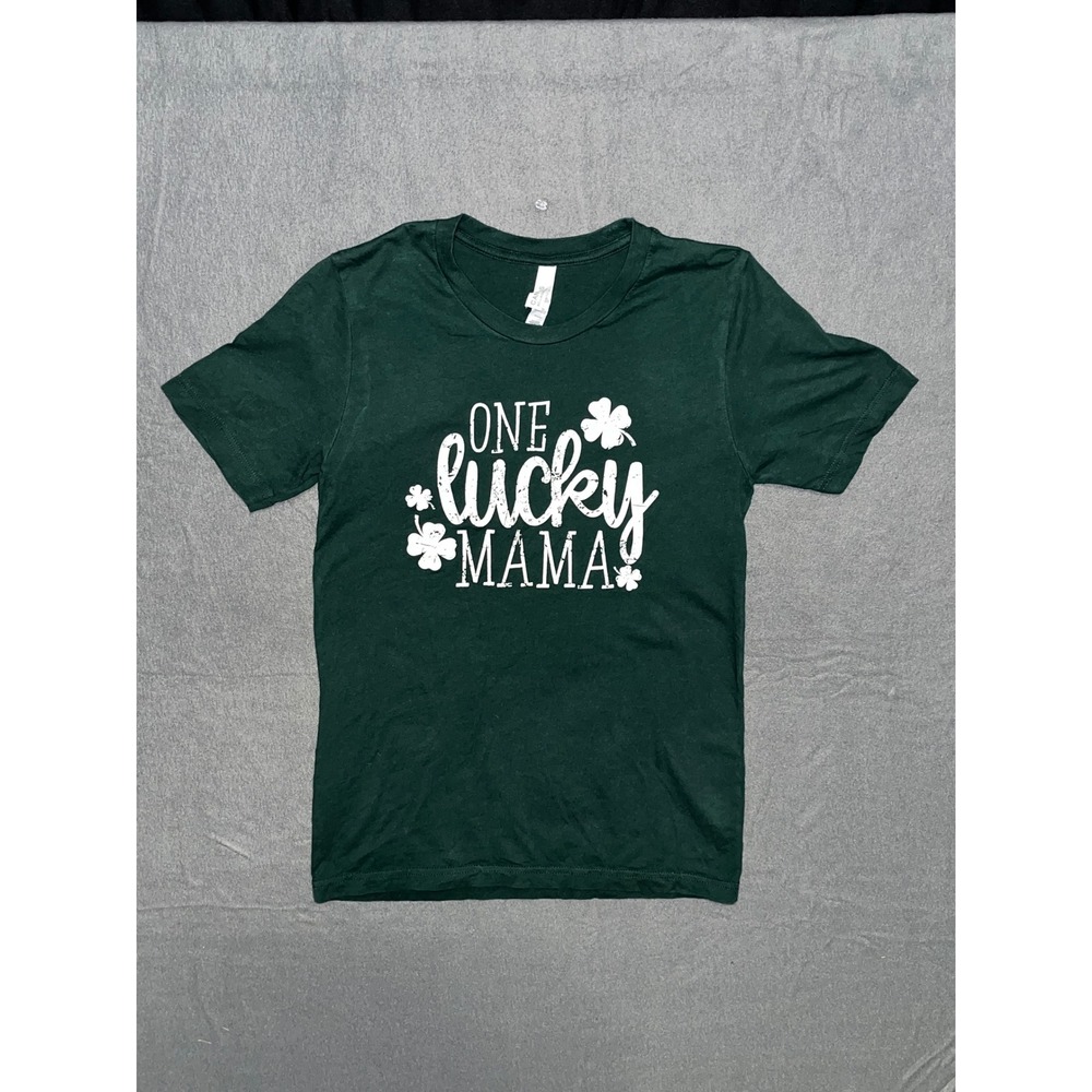 Bella Canvas One Lucky Mama Graphic Tee Green St Patricks Day Shirt Small
